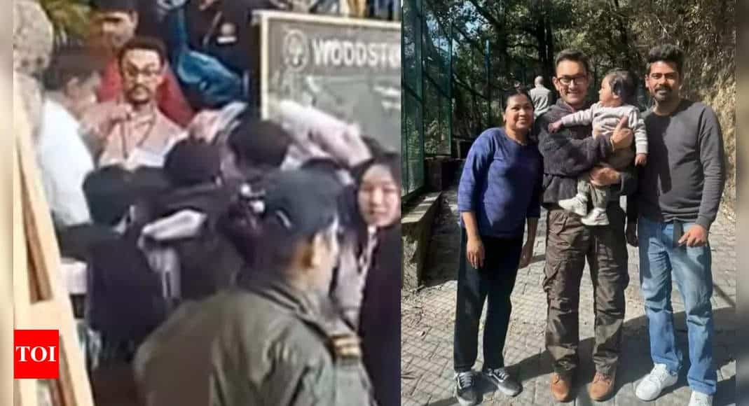 Aamir Khan and Kiran Rao along with son Azad arrive in Mussoorie, the actor poses with fans - WATCH | - Times of India