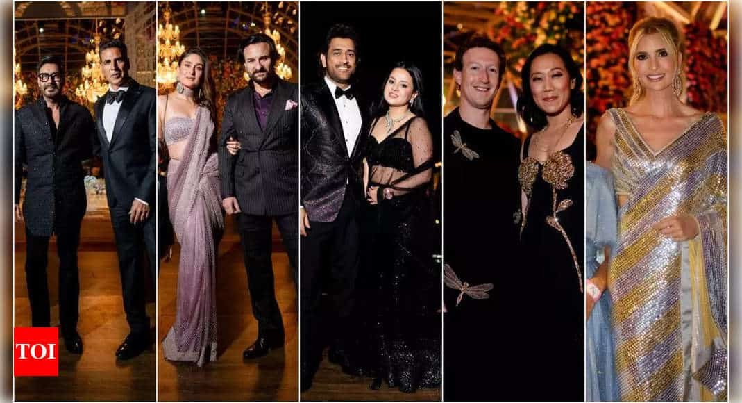 Ajay Devgn, Saif Ali Khan, MS Dhoni, Mark Zuckerberg, Ivanka Trump: Celebs dazzle at Anant Ambani and Radhika Merchant's pre-wedding bash | - Times of India