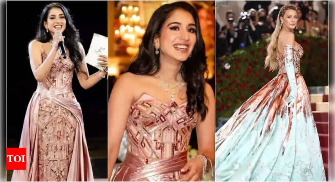 Radhika Merchant stuns in bespoke Versace gown previously donned by Blake Lively for Met Gala | - Times of India