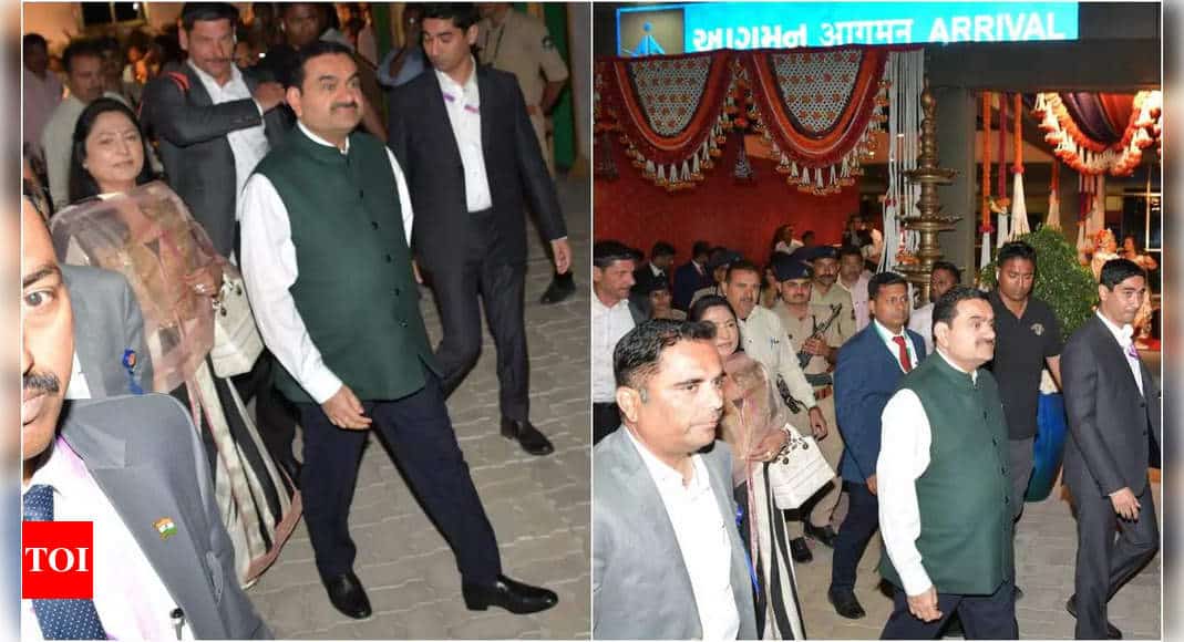 Billionaire Gautam Adani and his wife arrive in Jamnagar for Anant Ambani and Radhika Merchant's pre-wedding festivities amid tight security | - Times of India 8 Billionaire Gautam Adani and his wife arrive in Jamnagar for Anant Ambani and Radhika Merchant's pre-wedding festivities amid tight security | - Times of India