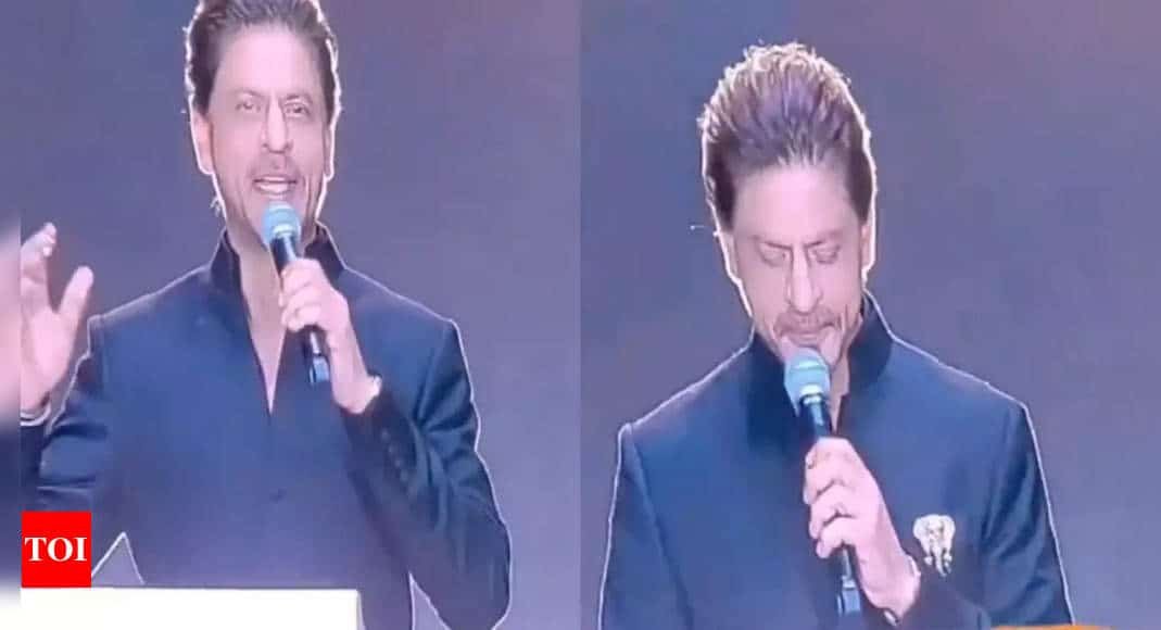 Shah Rukh Khan speaks in Gujarati, asks 'Tabiyat tablatod che' at the Ambanis' pre-wedding celebrations part 2 in Jamnagar, leaves the crowd cheering for him- WATCH video | Hindi Movie News - Times of India