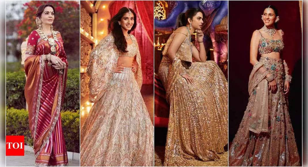 Nita Ambani, Radhika Merchant, Isha Ambani, Shloka Mehta stand out in Manish Malhotra attires in the unseen pictures from the pre-wedding bash | Hindi Movie News - Times of India 8 Nita Ambani, Radhika Merchant, Isha Ambani, Shloka Mehta stand out in Manish Malhotra attires in the unseen pictures from the pre-wedding bash | Hindi Movie News - Times of India