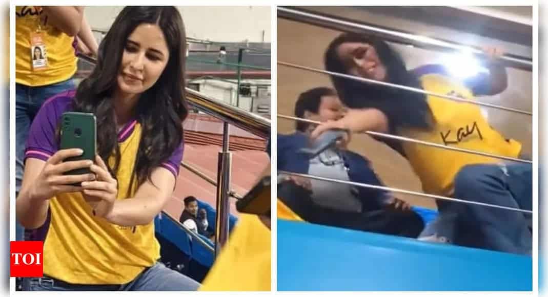 Katrina Kaif crushes pregnancy rumours with her sporty avatar at cricket match in Delhi - WATCH | - Times of India