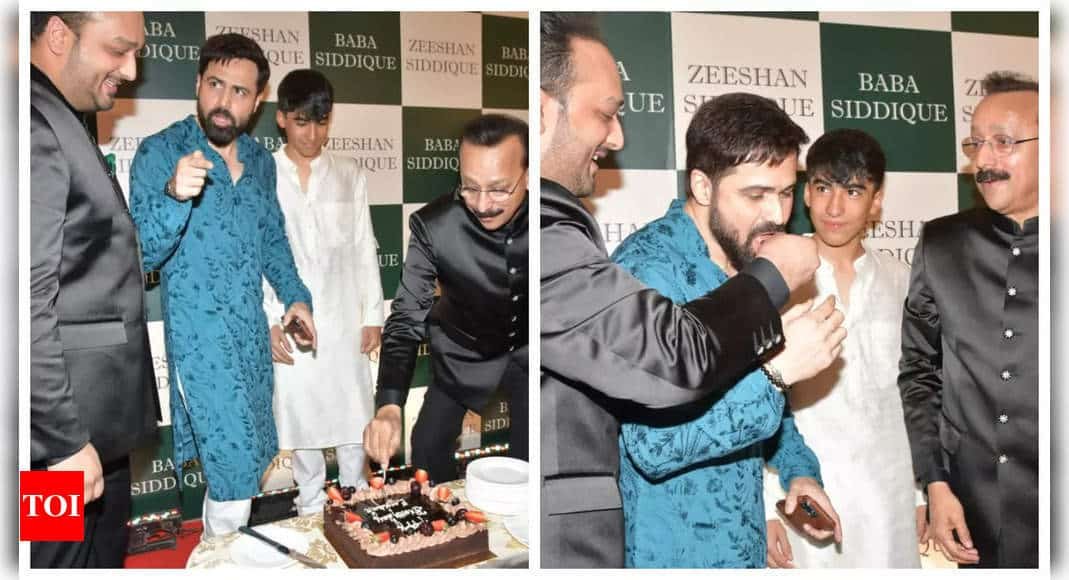 Emraan Hashmi cuts cake as he celebrates his birthday at Baba Siddiqui and Zeeshan Siddiqui's annual iftar party - See photos | - Times of India