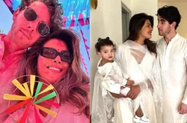 Priyanka Chopra proves she's a 'desi girl' as she dances to 'dhol' beats, DROPS glimpses of Malti Marie's first holi in India, with Nick Jonas, Mannara Chopra and others - WATCH videos | Hindi Movie News - Times of India