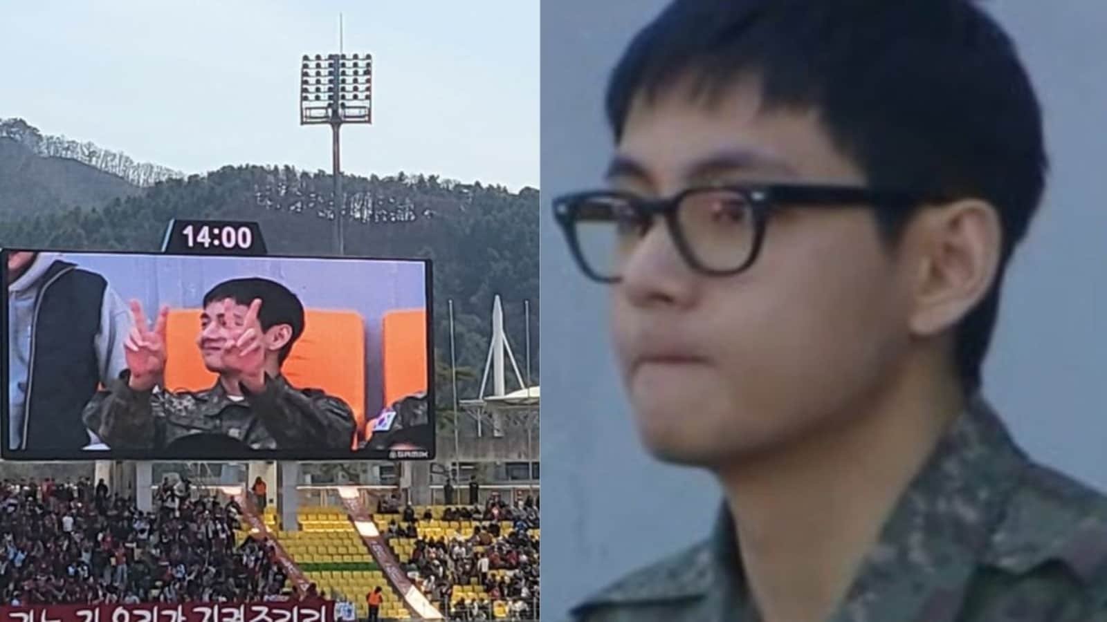 BTS V makes surprise appearance at Soccer game; flashes big smile in SDT uniform