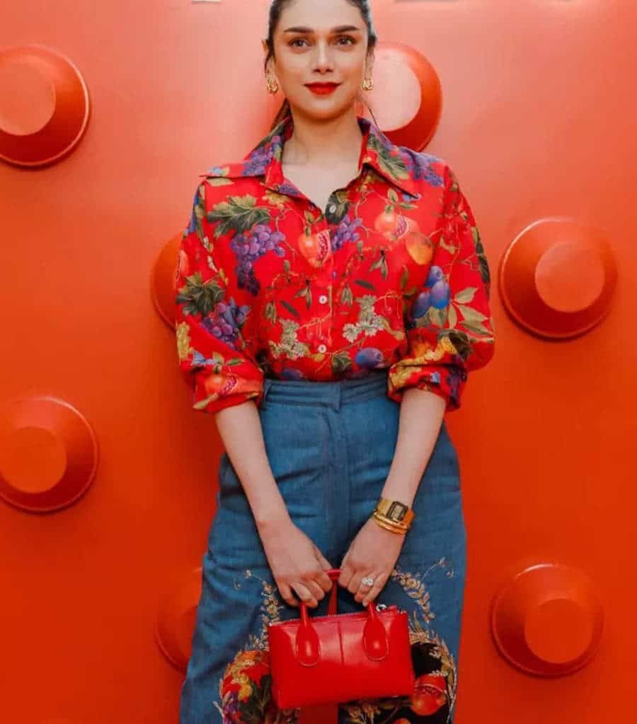 Aditi Rao Hydari’s red floral top with flared denim pants is all about welcoming summer
