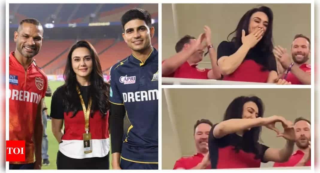 Preity Zinta blows kisses to fans as she celebrates cricket team's big win - WATCH | - Times of India