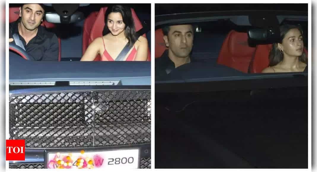 Alia Bhatt and Ranbir Kapoor make a stylish appearance as they get snapped in the city; his brand new luxury car grabs eyeballs - See photos | - Times of India