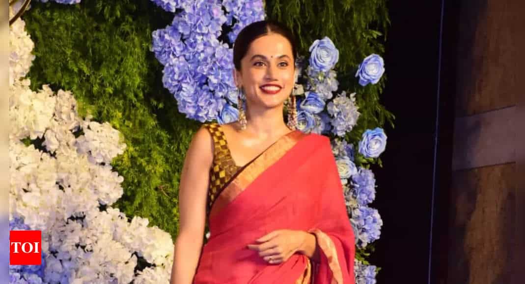 Post wedding with Mathias Boe, Taapsee Pannu flaunts a stunning red saree look as she graces Anand Pandit's daughter's wedding reception - See photos | Hindi Movie News - Times of India 4 Post wedding with Mathias Boe, Taapsee Pannu flaunts a stunning red saree look as she graces Anand Pandit's daughter's wedding reception - See photos | Hindi Movie News - Times of India