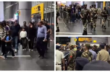 Shah Rukh Khan arrives in Kolkata with AbRam Khan, Suhana Khan and Ananya Panday ahead of Sunday's match; Fans SHOCKED with actor's airport security | - Times of India 17 Shah Rukh Khan arrives in Kolkata with AbRam Khan, Suhana Khan and Ananya Panday ahead of Sunday's match; Fans SHOCKED with actor's airport security | - Times of India