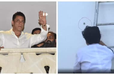 Shots fired at Salman Khan's residence; Police mark bullet holes on walls - WATCH | - Times of India 21 Shots fired at Salman Khan's residence; Police mark bullet holes on walls - WATCH | - Times of India