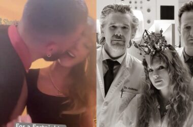 Taylor Swift flaunts beau Travis spoiling her with kisses as Tortured meets Dead Poets in Fortnight music video 13 Taylor Swift flaunts beau Travis spoiling her with kisses as Tortured meets Dead Poets in Fortnight music video