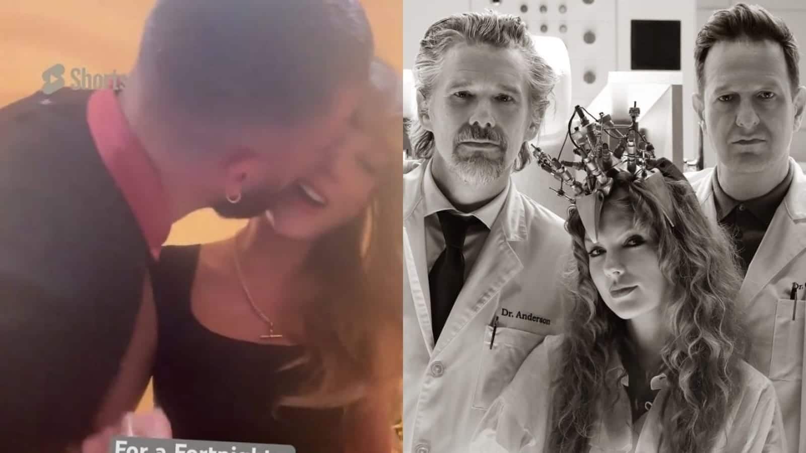 Taylor Swift flaunts beau Travis spoiling her with kisses as Tortured meets Dead Poets in Fortnight music video 6 Taylor Swift flaunts beau Travis spoiling her with kisses as Tortured meets Dead Poets in Fortnight music video