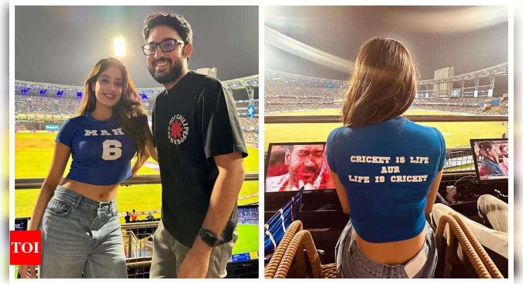 Janhvi Kapoor SCORCHES up social media with her sporty 'Mr and Mrs Mahi' avatar at cricket match - Pics | - Times of India