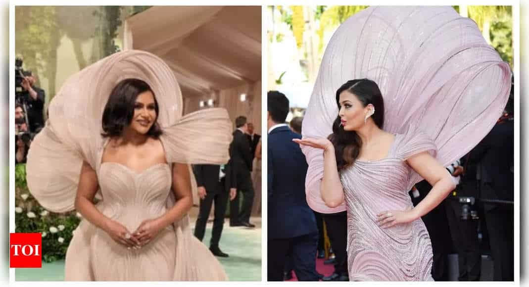 Mindy Kaling attends Met Gala in a Gaurav Gupta creation; Internet BLASTS designer for dress similar to Aishwarya Rai Bachchan's 2022 Cannes look | - Times of India