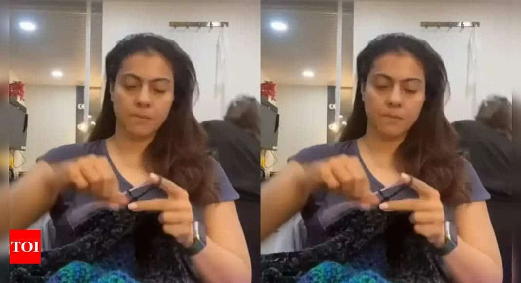 Video: Kajol shows off her crocheting skills as she gets her hair and make-up ready | Hindi Movie News - Times of India