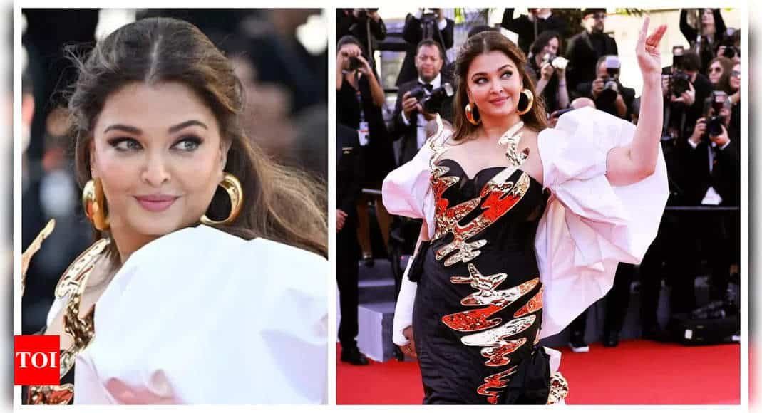 From hand-beated gold flowers to a retro-inspired hairstyle: Decoding Aishwarya Rai Bachchan's look at Cannes 2024 red carpet day 1 | - Times of India