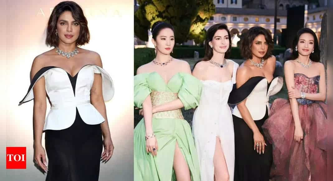 Priyanka Chopra Jonas wins the internet with her new look as she attends an event, poses with Anne Hathaway, Liu Yifei, Shu Qi - WATCH video | Hindi Movie News - Times of India