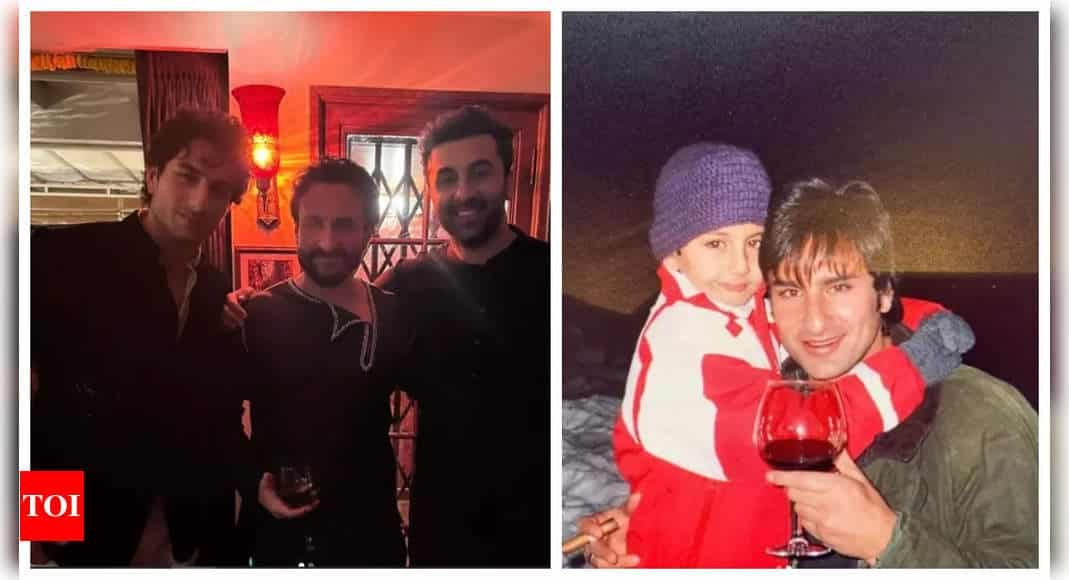 Ibrahim Ali Khan shares an UNSEEN photo with 'abba' Saif Ali Khan and Ranbir Kapoor on Father's Day | - Times of India