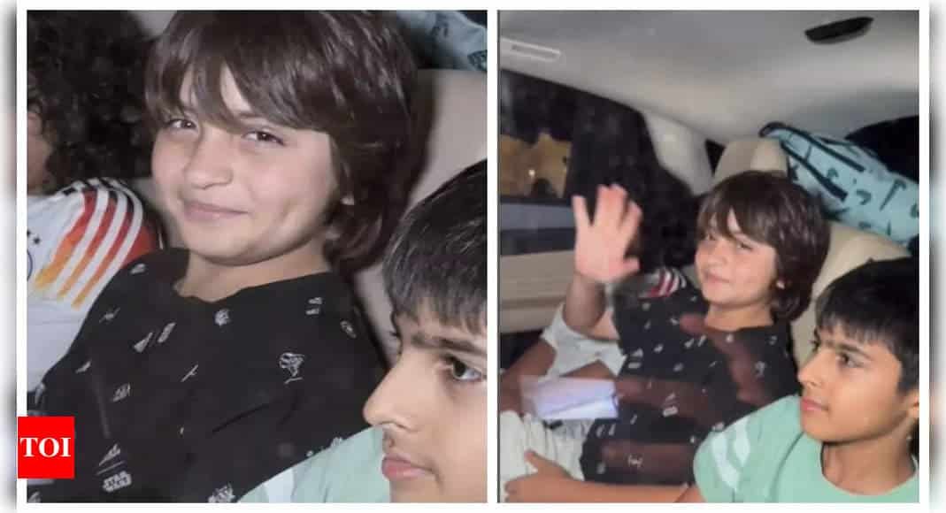 Shah Rukh Khan's son AbRam flaunts his dimpled smile, waves at paparazzi as he gets snapped with friends after Sohail Khan's son Yohan’s birthday bash - See photos | - Times of India