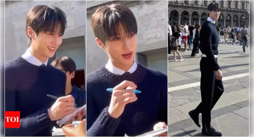 Byeon Woo Seok interacts with fans in Milan, asks them to spell names in English | - Times of India