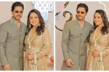 Anant Ambani-Radhika Merchant's wedding: Bollywood's 'Baadshah' Shah Rukh Khan makes a royal entry on the red carpet along with his wife Gauri Khan - WATCH video | - Times of India