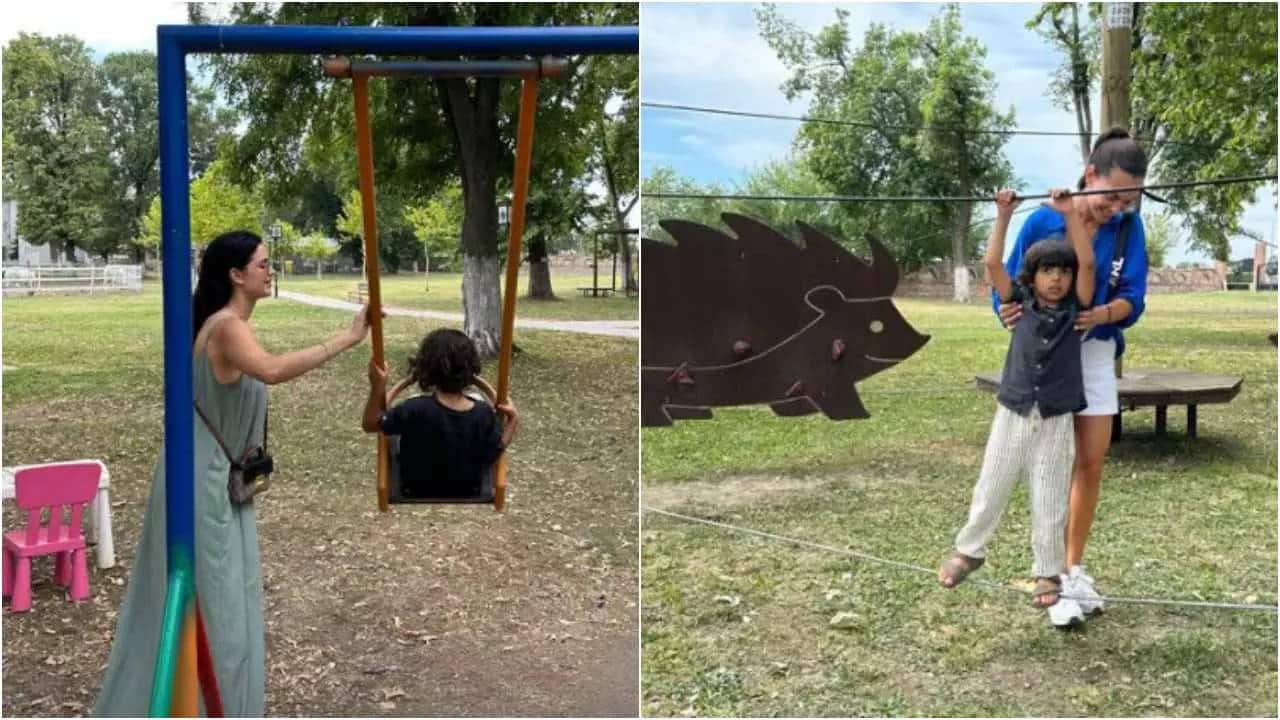 Natasa Stankovic enjoys a day out with son Agastya in the park after celebrating his 4th birthday | Hindi Movie News - Times of India