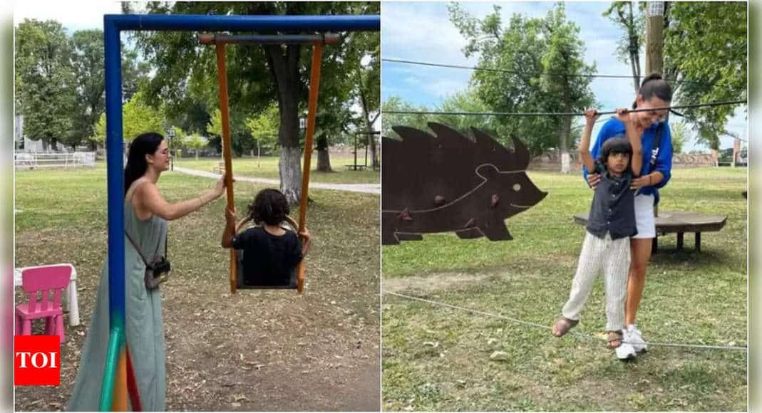 Natasa Stankovic enjoys a day out with son Agastya in the park after celebrating his 4th birthday | Hindi Movie News - Times of India