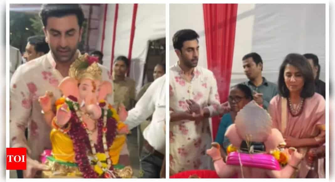 Ranbir Kapoor and Neetu Kapoor Bid Emotional Farewell to Lord Ganesha During Ganpati Visarjan - Watch the Heartwarming Ceremony! | - Times of India