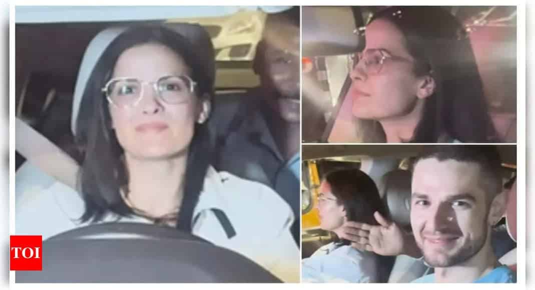 Natasa Stankovic spotted with friend Aleksandar Alex; smiles and waves in car - Times of India