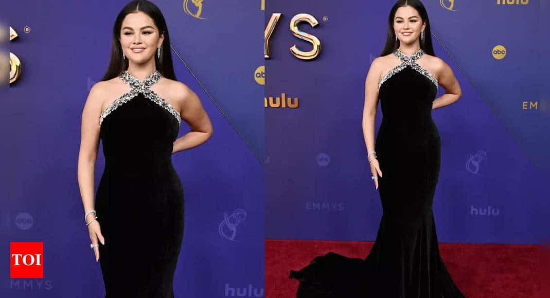 Selena Gomez Dazzles in Silver-Trimmed Black Gown at Emmy Awards 2024 | - Times of India