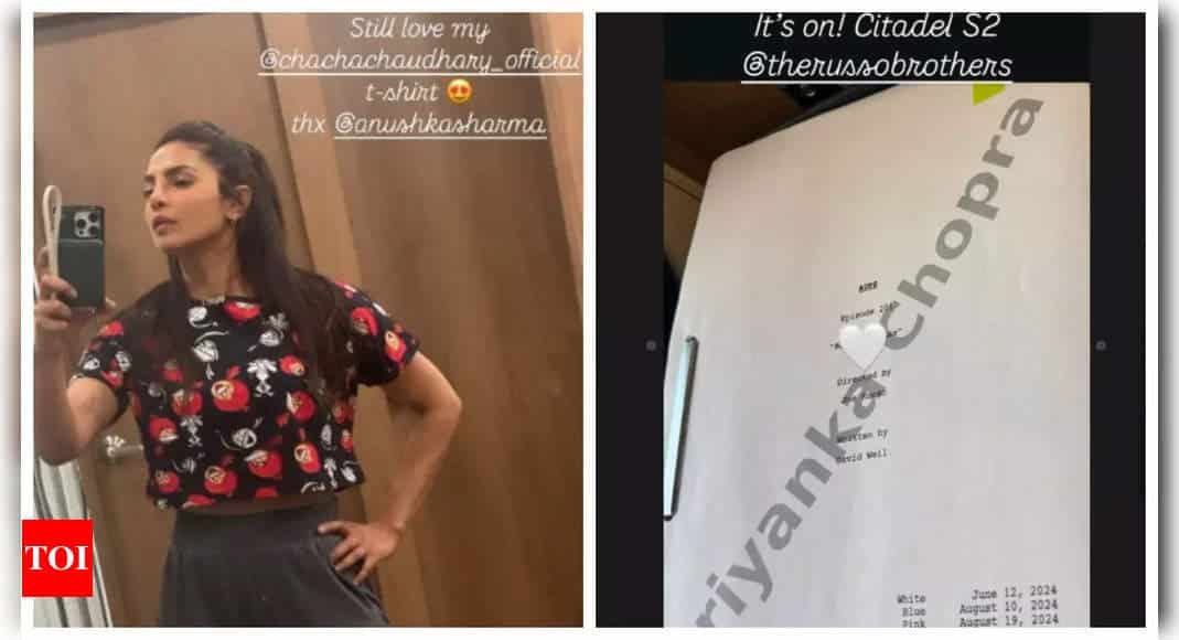 Priyanka Chopra shows off her cute gift from Anushka Sharma as she begins work on the Joe Russo directorial 'Citadel' Season 2 | - Times of India