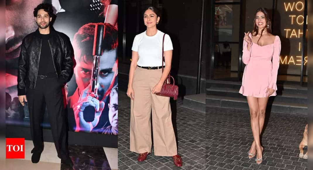 Mrunal Thakur, Malavika Mohanan, Siddhanth Chaturvedi and other celebs attend the screening of Yudhra in style - Times of India