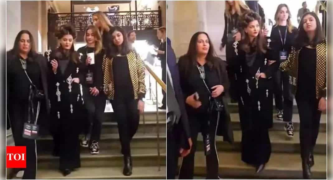 Aishwarya Rai Bachchan and daughter Aaradhya Bachchan twin in black at Paris Fashion Week 2024 | Hindi Movie News - Times of India