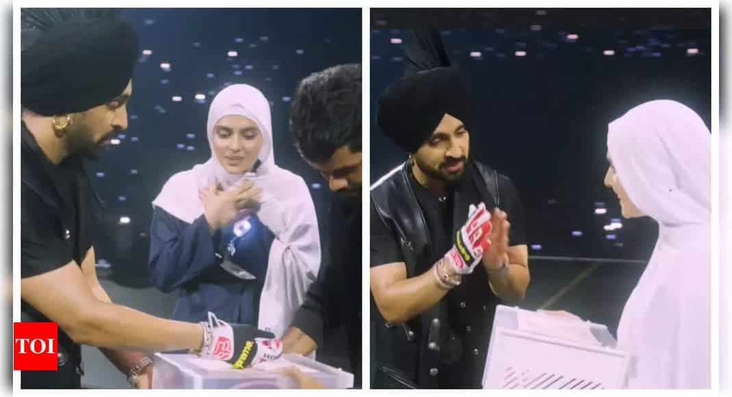 Diljit Dosanjh presents a gift to his Pakistani fan at his Manchester concert - Watch | - Times of India