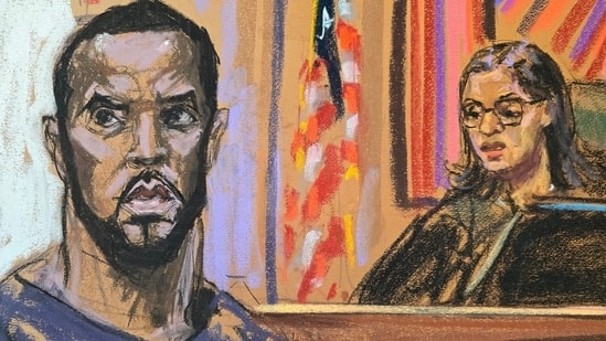 Rapper Sean 'Diddy' Combs in court, as shown in new illustration. (REUTERS)
