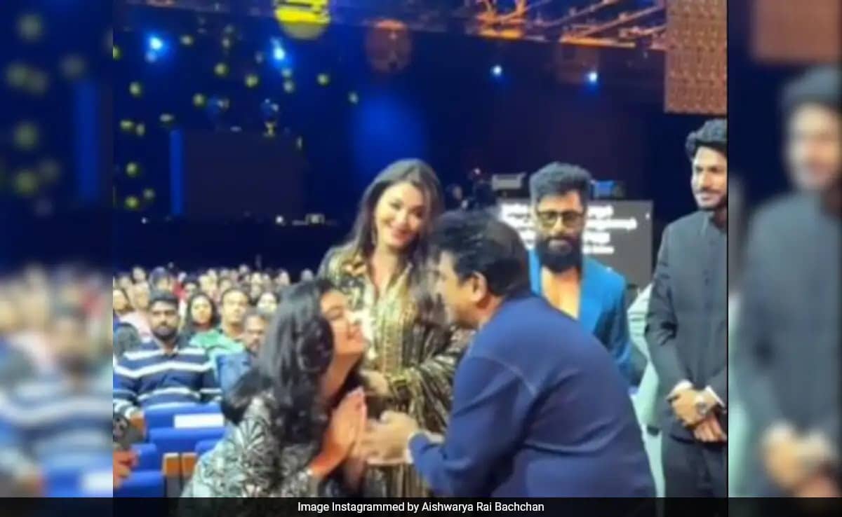 Watch: Aishwarya Rai Bachchan's Daughter Aaradhya Touches Shiva Rajkumar's Feet At SIIMA