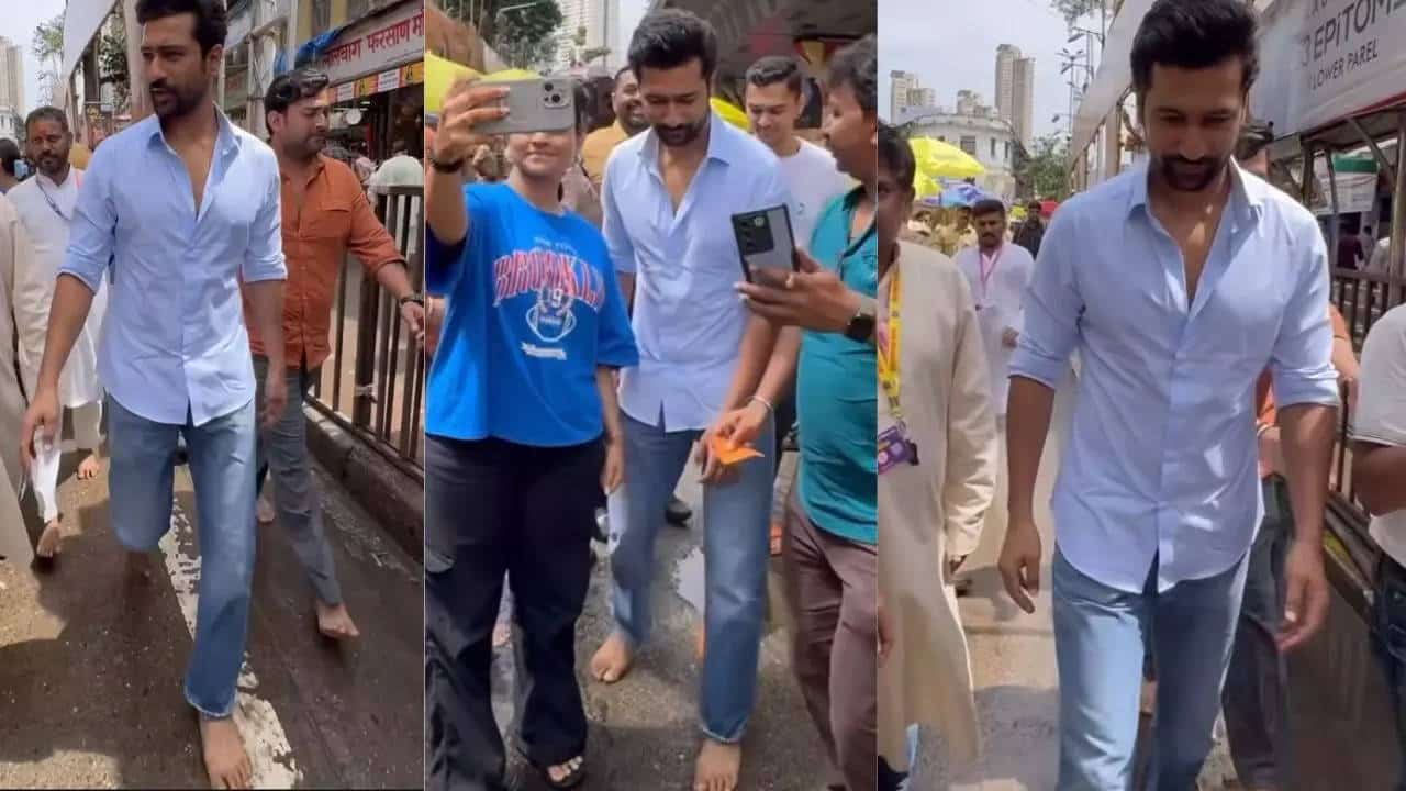 Vicky Kaushal walks barefoot to seek blessings at Lalbaugcha Raja | Hindi Movie News - Times of India