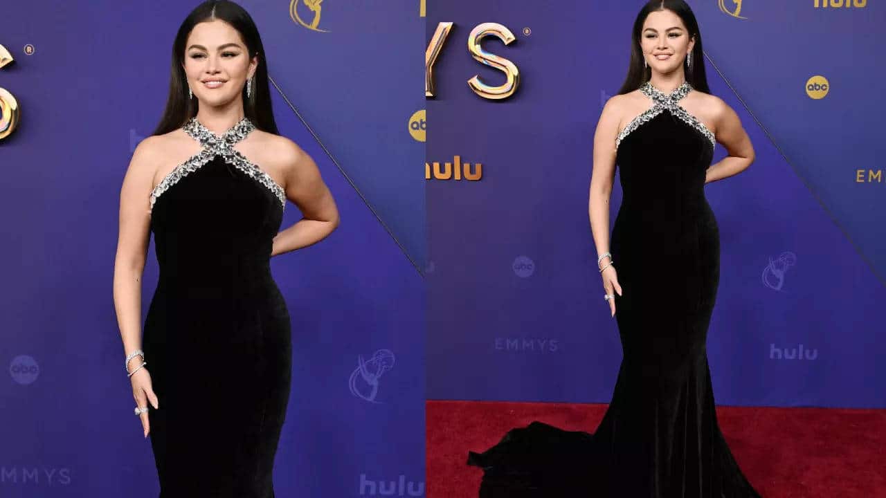 Selena Gomez Dazzles in Silver-Trimmed Black Gown at Emmy Awards 2024 | - Times of India