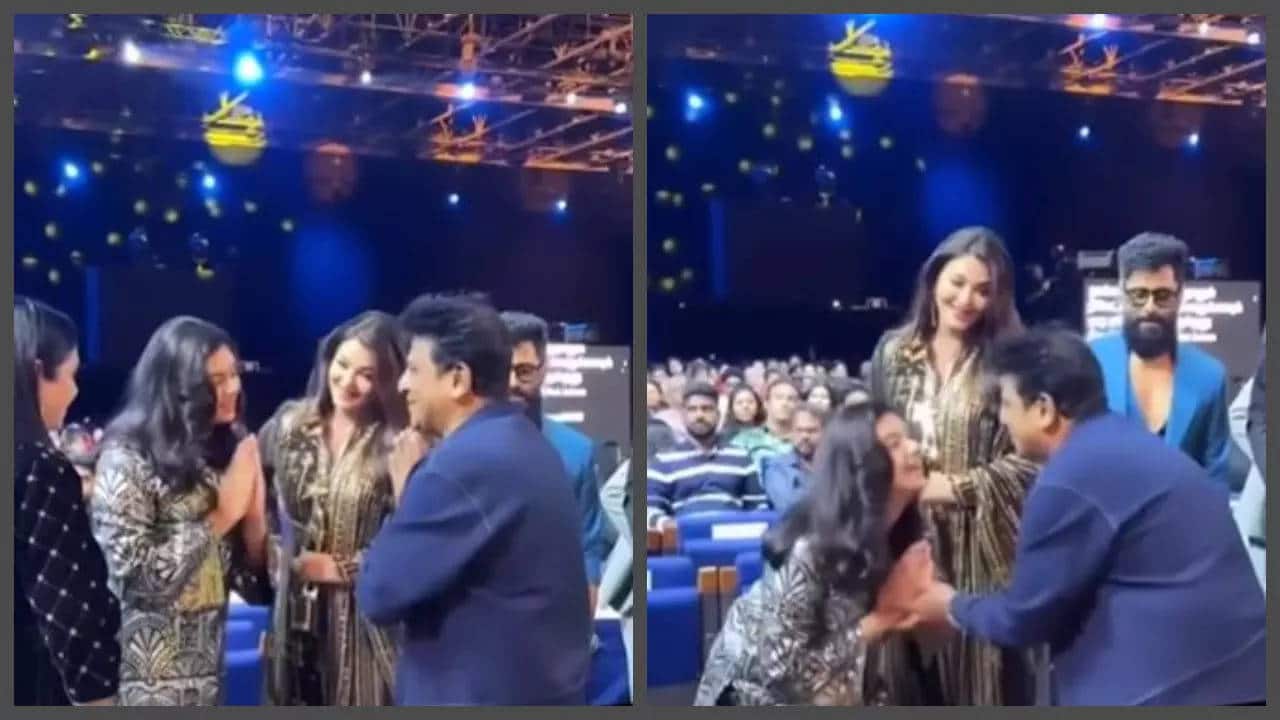 Aaradhya Bachchan touches feet of Kannada superstar Shiva Rajkumar at SIIMA; fans say 'Aishwarya Rai raised a sanskaari daughter' - WATCH video | - Times of India