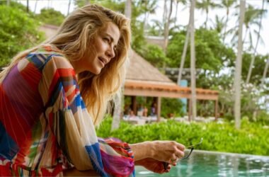Michelle Monaghan on the set of the White Lotus Season 3 hotel